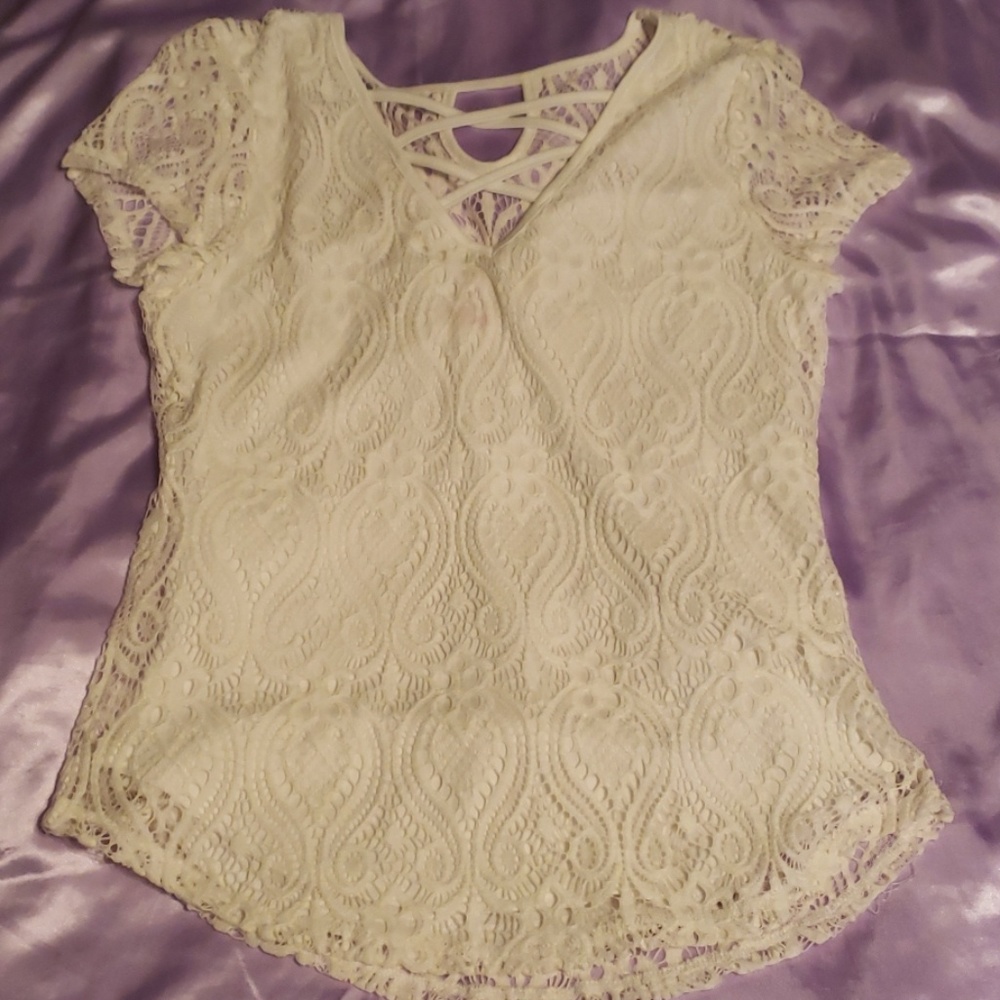 Lace white dress shirt